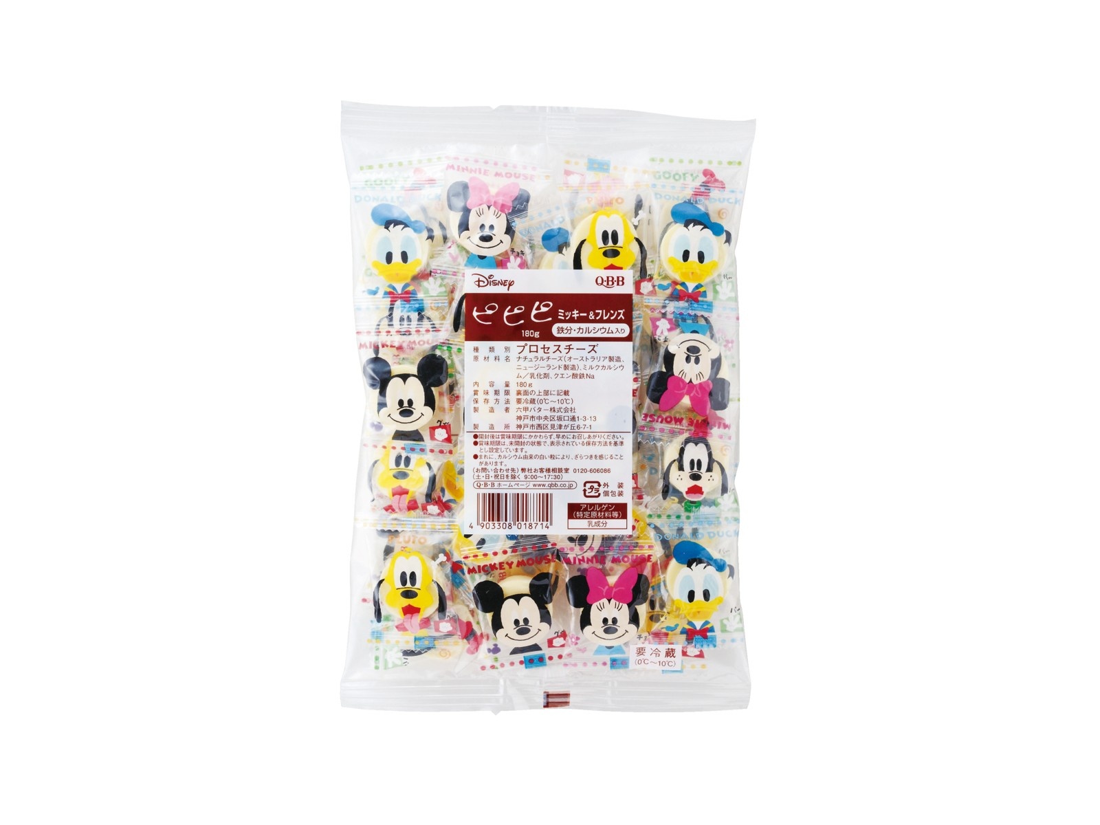 六甲バター QBBピピピミッキー＆フレンズ鉄分・カルシウム入り 180g